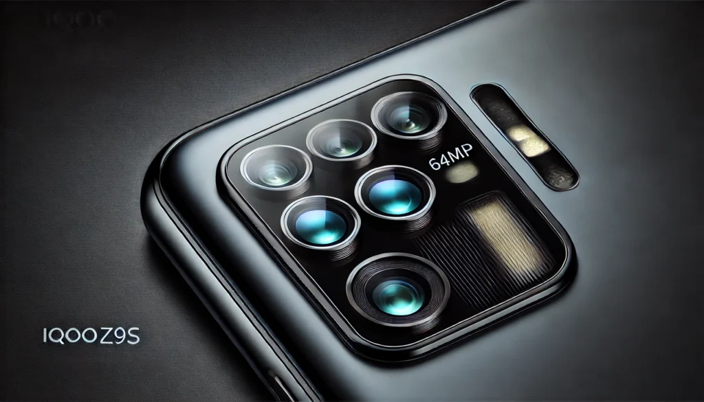 DALL·E 2024-10-19 20.53.00 - Close-up of the 64MP triple-camera setup of the iQOO Z9s smartphone