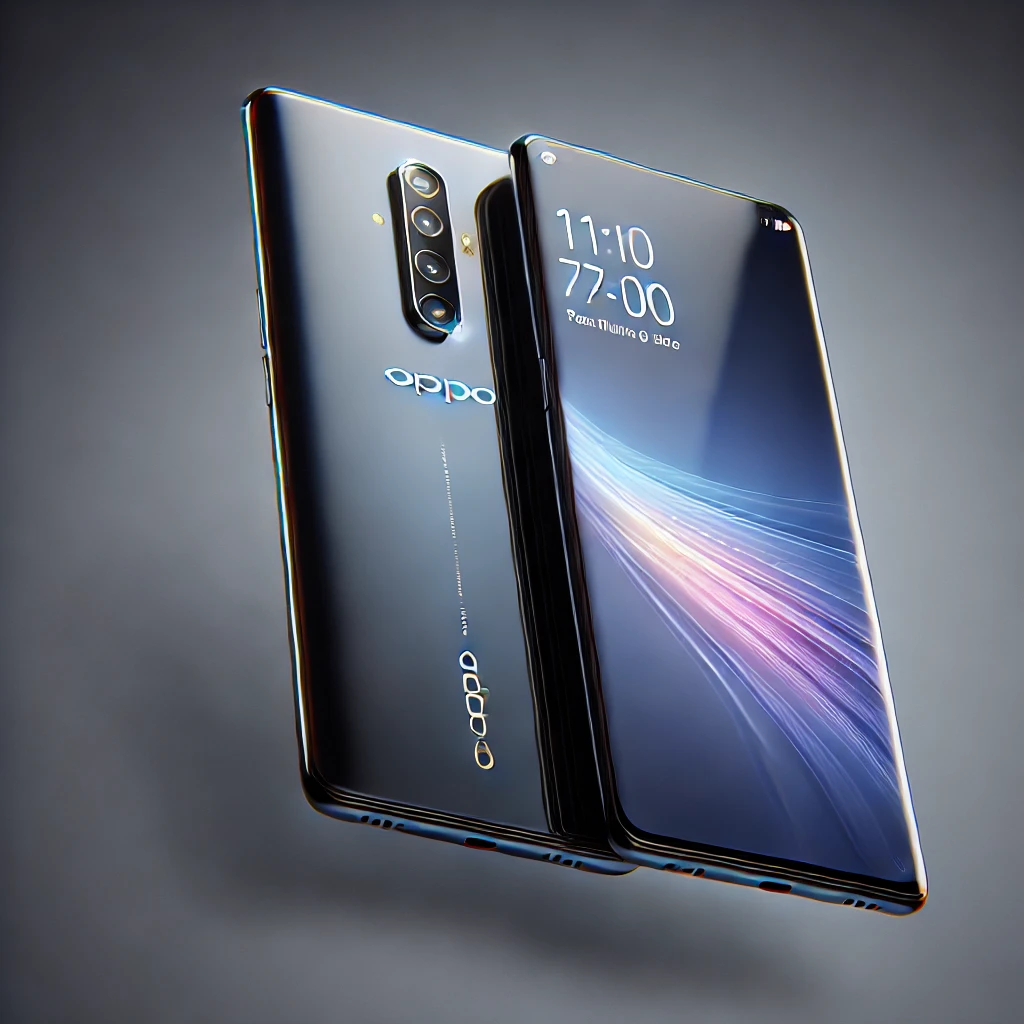 DALL·E 2024 11 06 09.39.10 A detailed realistic rendering of the Oppo Find X8 Pro smartphone. The phone should have a sleek premium design with a curved edge to edge AMOLED d